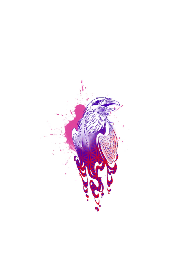 Colourful raven flash design