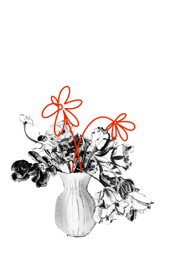 Black and red flower arrangement flash design